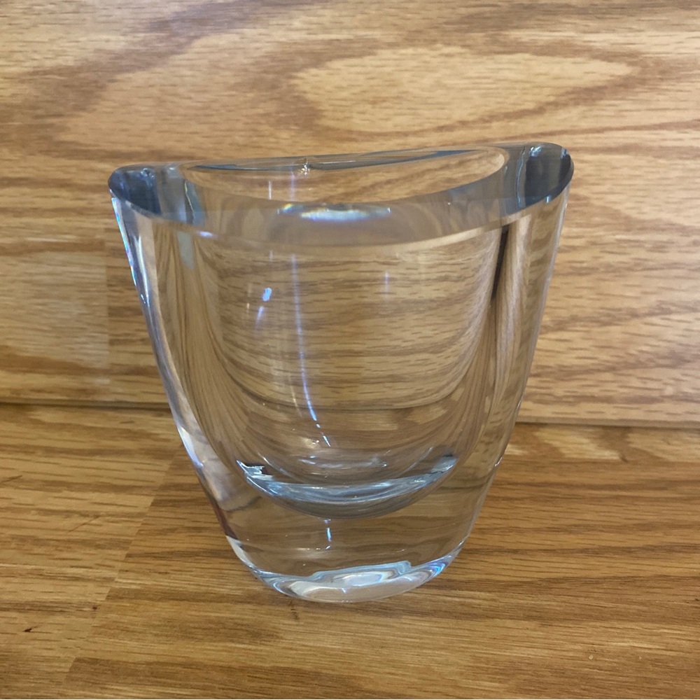 Strombergshyttan 4 1/2" Crystal Vase Signed Numbered B553 MCM Vintage Chips